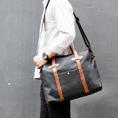 Fashion PVC Canvas Black Men's Large Handbag Briefcase Business Laptop Business For Men - iwalletsmen
