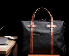 Fashion PVC Canvas Black Men's Large Handbag Briefcase Business Laptop Business For Men - iwalletsmen