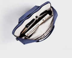 Fashion Polyester Fibre Men's Black Messenger Bag 14'' Blue Briefcase Business Computer Handbag For Men - iwalletsmen