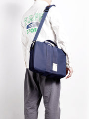 Fashion Polyester Fibre Men's Black Messenger Bag 14'' Blue Briefcase Business Computer Handbag For Men - iwalletsmen