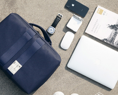Fashion Polyester Fibre Men's Black Messenger Bag 14'' Blue Briefcase Business Computer Handbag For Men - iwalletsmen