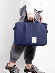 Fashion Polyester Fibre Men's Black Messenger Bag 14'' Blue Briefcase Business Computer Handbag For Men - iwalletsmen