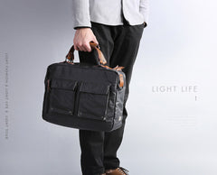 Fashion PVC Canvas Men's Khaki Large Handbag Briefcase Business Laptop Business For Men - iwalletsmen