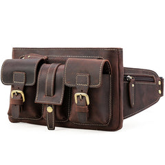 Cool Leather Brown Men's Fanny Pack Chest Bag Vintage Waist Bag Hip Pack For Men - iwalletsmen