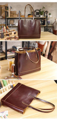 Vintage Brown Leather Men Womens Tote 15 inches Amber Brown Tote Bag Shoulder Tote Bag For Men - iwalletsmen