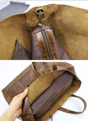 Vintage Brown Leather Men Womens Tote 15 inches Amber Brown Tote Bag Shoulder Tote Bag For Men - iwalletsmen