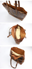 Vintage Brown Leather Men Womens Tote 15 inches Amber Brown Tote Bag Shoulder Tote Bag For Men - iwalletsmen