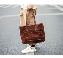 Vintage Brown Leather Men Womens Tote 15 inches Amber Brown Tote Bag Shoulder Tote Bag For Men - iwalletsmen