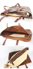 Vintage Brown Leather Men Womens Tote 15 inches Amber Brown Tote Bag Shoulder Tote Bag For Men - iwalletsmen