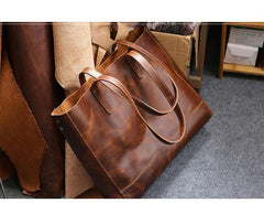 Vintage Brown Leather Men Womens Tote 15 inches Amber Brown Tote Bag Shoulder Tote Bag For Men - iwalletsmen