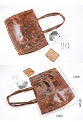 Vintage Brown Leather Men Womens Tote 15 inches Amber Brown Tote Bag Shoulder Tote Bag For Men - iwalletsmen