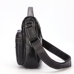 Fashion Black Leather Men's Professional Briefcase Handbag Black Side Bag Shoulder Bag For Men - iwalletsmen