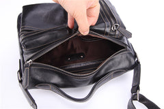 Fashion Black Leather Men's Professional Briefcase Handbag Black Side Bag Shoulder Bag For Men - iwalletsmen