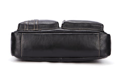 Fashion Black Leather Men's Professional Briefcase Handbag Black Side Bag Shoulder Bag For Men - iwalletsmen