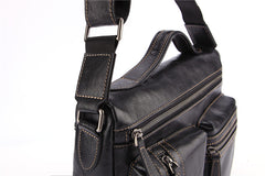 Fashion Black Leather Men's Professional Briefcase Handbag Black Side Bag Shoulder Bag For Men - iwalletsmen
