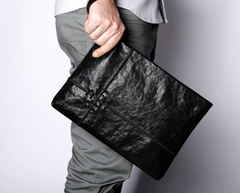 Fashion Leather Men's Black Envelope Clutch Wristlet Clutch Business Clutch For Men - iwalletsmen