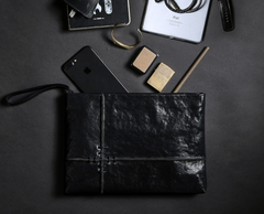 Fashion Leather Men's Black Envelope Clutch Wristlet Clutch Business Clutch For Men - iwalletsmen