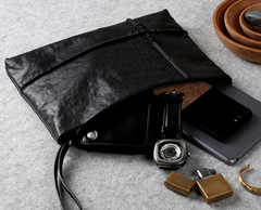 Fashion Leather Men's Black Envelope Clutch Wristlet Clutch Business Clutch For Men - iwalletsmen