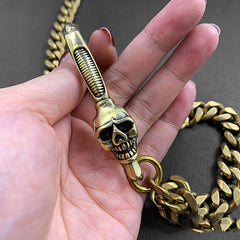 Fashion Brass Skull Mens 19'' Pants Chain Wallet Chain Motorcycle Wallet Chain for Men - iwalletsmen