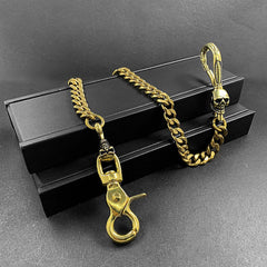 Fashion Brass Skull Mens 19'' Pants Chain Wallet Chain Motorcycle Wallet Chain for Men - iwalletsmen