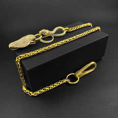 Cool Brass Snake Mens 18'' Pants Chain Wallet Chain Gold Motorcycle Wallet Chain for Men - iwalletsmen