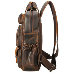 Vintage Leather Men's Travel Backpack 14inch Laptop Backpack School Backpack For Men - iwalletsmen
