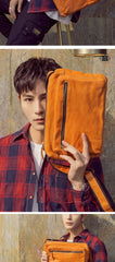 Fashionable Black Leather Mens Tan Side Bag Messenger Bags Casual Courier Bags for Men - iwalletsmen