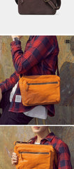 Fashionable Black Leather Mens Tan Side Bag Messenger Bags Casual Courier Bags for Men - iwalletsmen