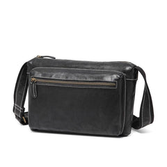 Fashionable Black Leather Mens Tan Side Bag Messenger Bags Casual Courier Bags for Men - iwalletsmen