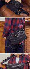 Fashionable Black Leather Mens Tan Side Bag Messenger Bags Casual Courier Bags for Men - iwalletsmen