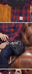 Fashionable Black Leather Mens Tan Side Bag Messenger Bags Casual Courier Bags for Men - iwalletsmen