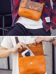 Fashionable Black Leather Mens Small Side Bag Messenger Bags Casual Shoulder Bags for Men - iwalletsmen