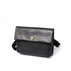 Fashionable Black Leather Mens Small Side Bag Messenger Bags Casual Shoulder Bags for Men - iwalletsmen