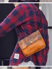 Fashionable Black Leather Mens Small Side Bag Messenger Bags Casual Shoulder Bags for Men - iwalletsmen