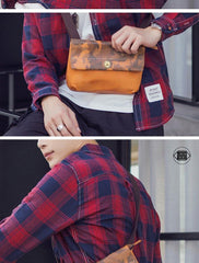 Fashionable Black Leather Mens Small Side Bag Messenger Bags Casual Shoulder Bags for Men - iwalletsmen