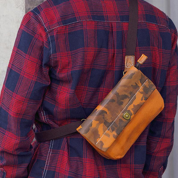 Fashionable Black Leather Mens Small Side Bag Messenger Bags Casual Shoulder Bags for Men - iwalletsmen