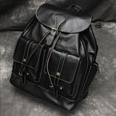 Fashionable Brown Leather Men's Backpack College Backpack 14inch Laptop Backpack For Men and Women - iwalletsmen