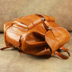 Fashionable Brown Leather Men's Backpack College Backpack 14inch Laptop Backpack For Men and Women - iwalletsmen