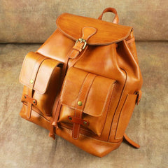 Fashionable Brown Leather Men's Backpack College Backpack 14inch Laptop Backpack For Men and Women - iwalletsmen