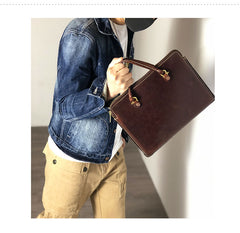 Fashionable Handmade Leather Mens Cool Small Business Bag Messenger Bag Briefcase Work Bags Laptop Bag for men - iwalletsmen