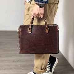 Fashionable Handmade Leather Mens Cool Small Business Bag Messenger Bag Briefcase Work Bags Laptop Bag for men - iwalletsmen