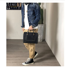Fashionable Handmade Leather Mens Cool Small Business Bag Messenger Bag Briefcase Work Bags Laptop Bag for men - iwalletsmen
