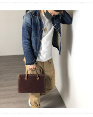 Fashionable Handmade Leather Mens Cool Small Business Bag Messenger Bag Briefcase Work Bags Laptop Bag for men - iwalletsmen