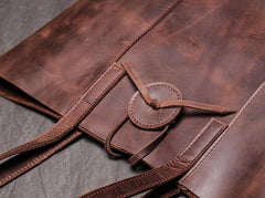 Vintage Mens Womens Leather Large Tote Handbag Shoulder Tote Purse Tote Bag For Men - iwalletsmen