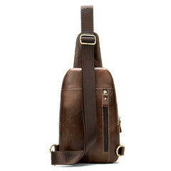 Fashionable Brown Leather Men's Chest Bag Sling Bag One Shoulder Backpack For Men - iwalletsmen