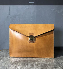 Handmade Leather Mens A4 Envelope Bag 10 inches Clutch Bag Business Documents Bag For Men - iwalletsmen