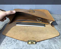Handmade Leather Mens A4 Envelope Bag 10 inches Clutch Bag Business Documents Bag For Men - iwalletsmen