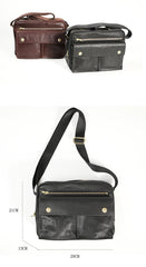 Black Genuine Leather Mens Cool Small Side Bag Messenger Bag Black Courier Bag for Men - iwalletsmen