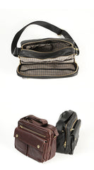 Black Genuine Leather Mens Cool Small Side Bag Messenger Bag Black Courier Bag for Men - iwalletsmen