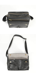 Black Genuine Leather Mens Cool Small Side Bag Messenger Bag Black Courier Bag for Men - iwalletsmen